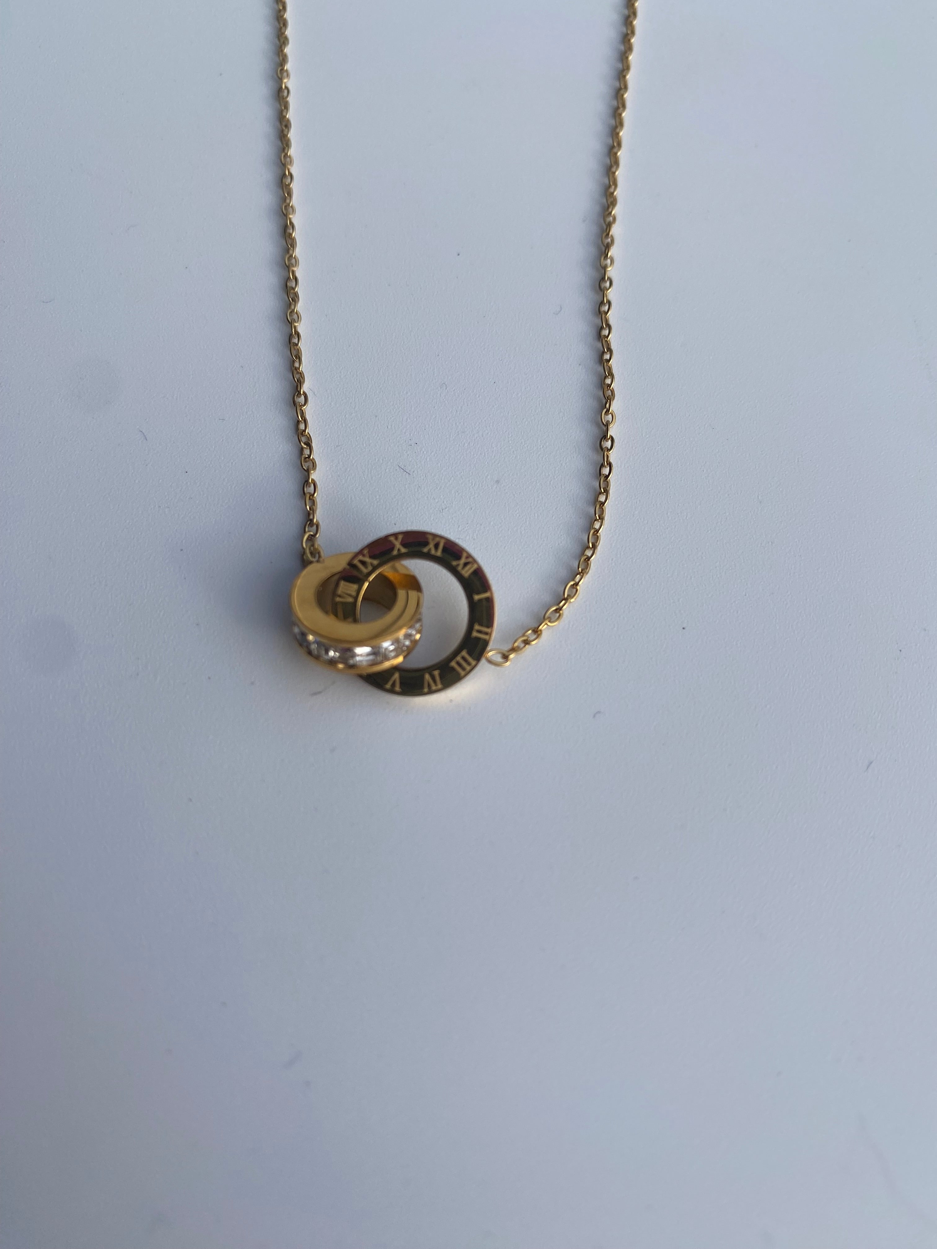 Gold necklace with CZ accents