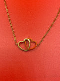 Gold Colored Double Heart Necklace
