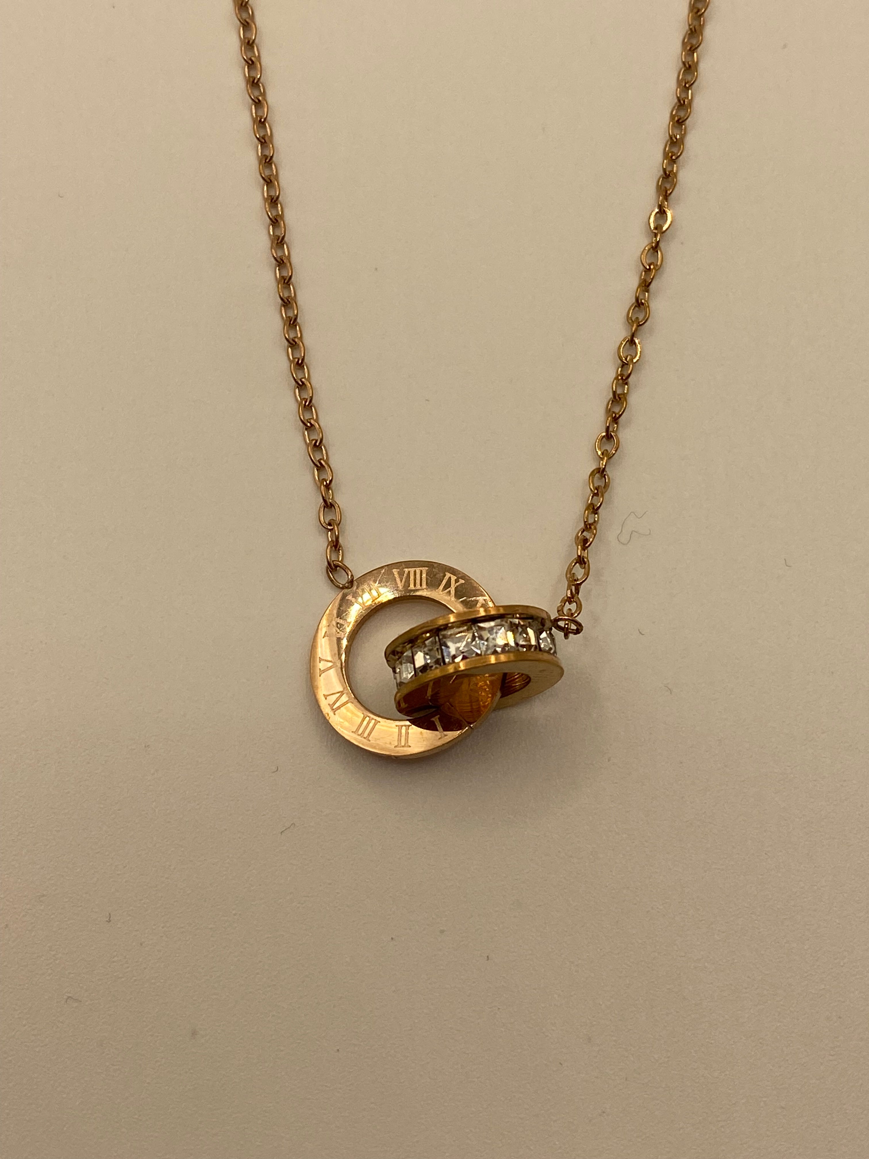 Rose Gold necklace with CZ accents