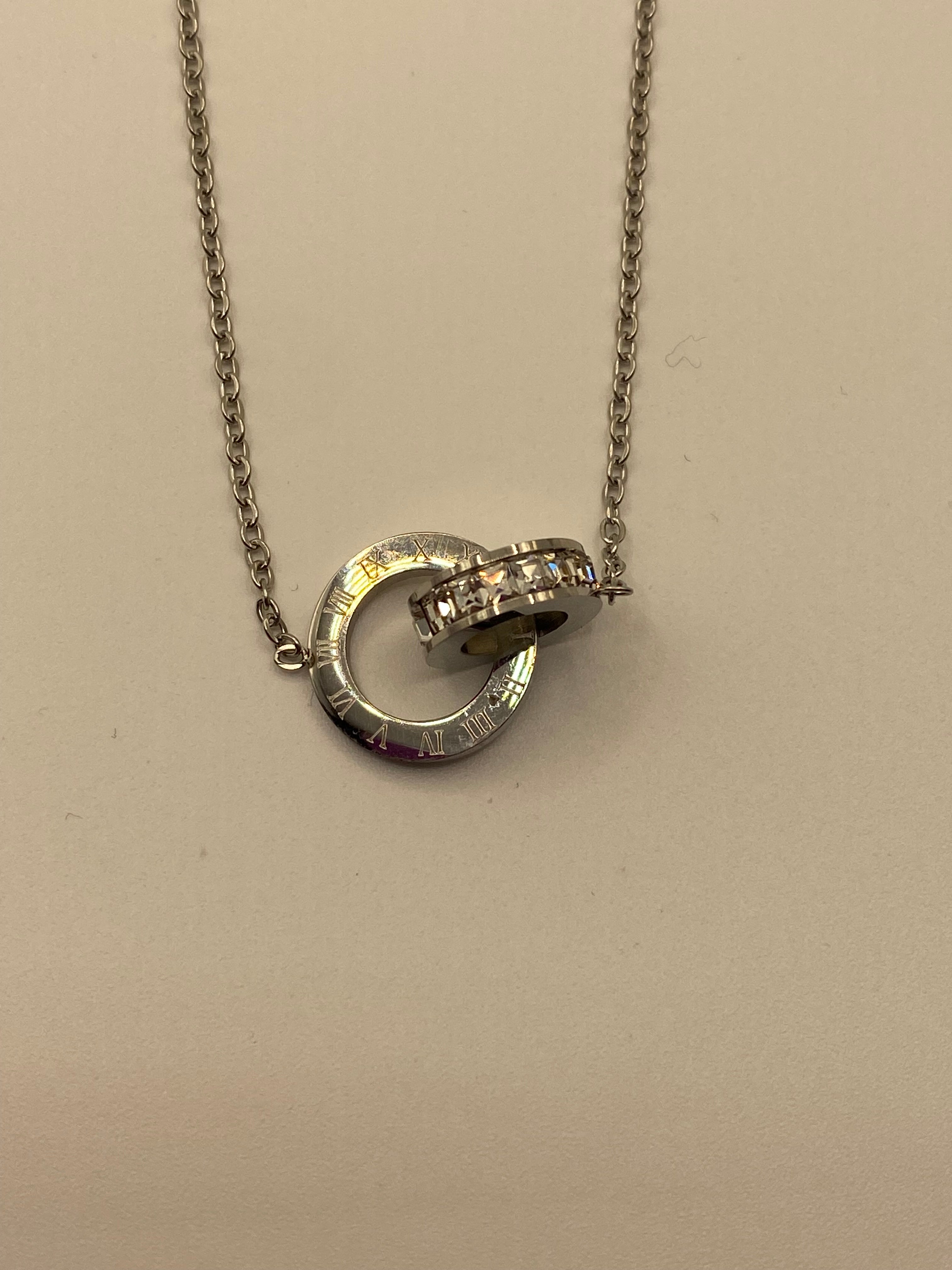 Silver necklace with CZ accents